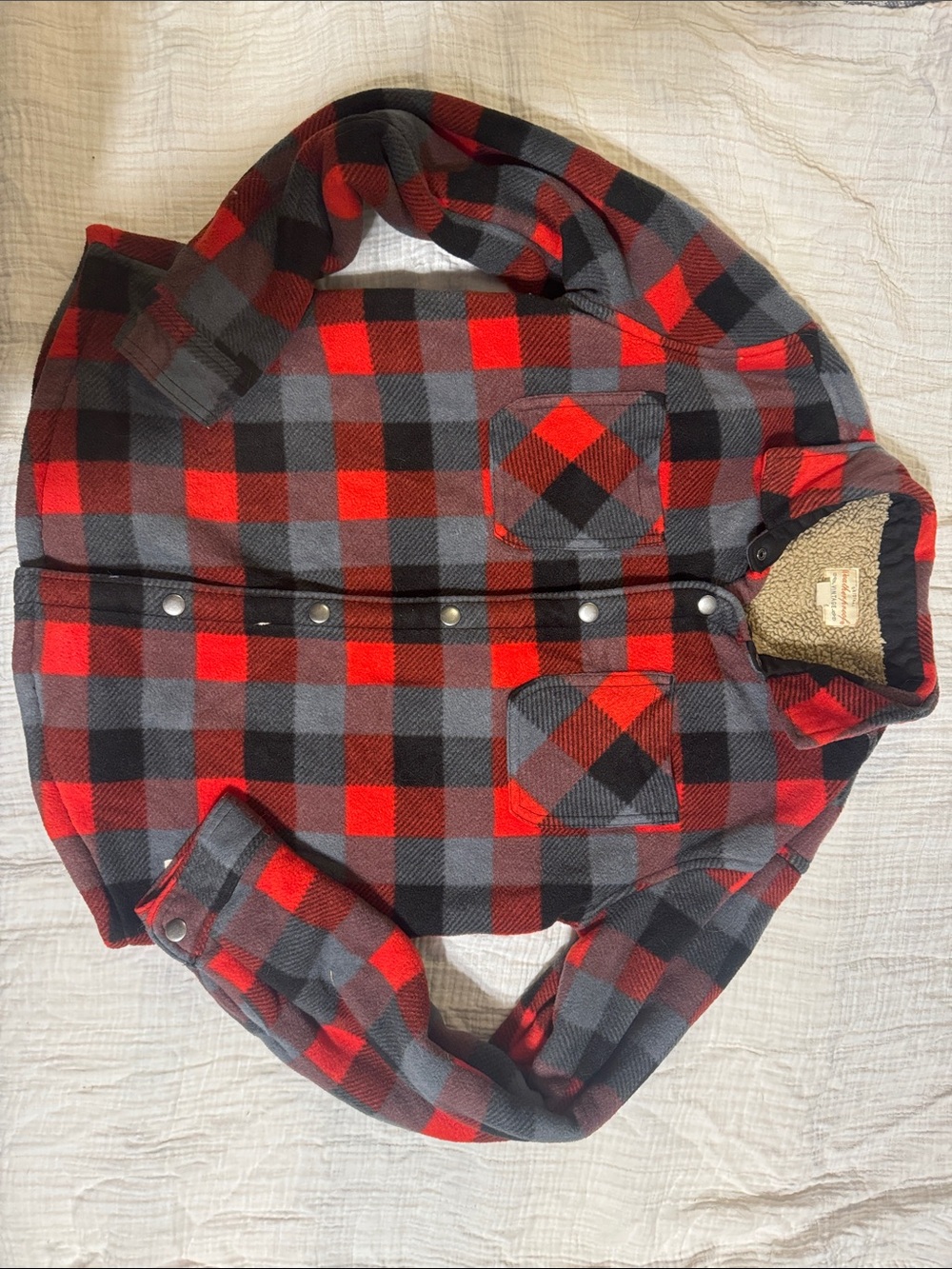 Boy’s Red & Black Buffalo Plaid Sherpa-Lined Jacket
